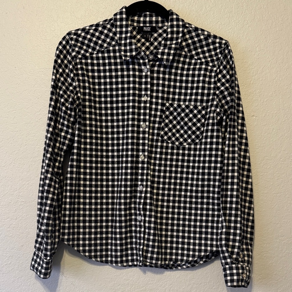 PAIGE Black and White Plaid Shirt